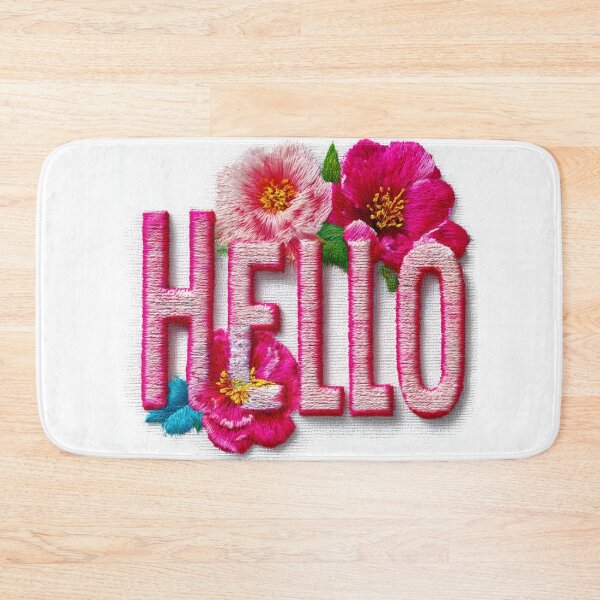 Item preview, Hello, embroidered effect floral inscription  designed and sold by silent-violin.