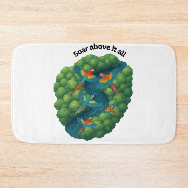 Item preview, Soar Above It All – Parrots Flying Over Jungle River designed and sold by GeoWild Designs.