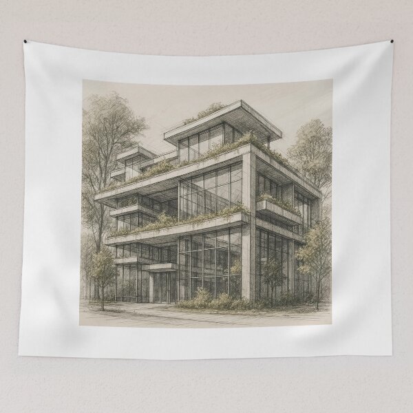 Item preview, Minimalist Architecture Sketch – Urban and Modern Building Illustration designed and sold by NovaCanvas Studio.