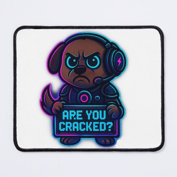 Item preview, Neon Dog Gamer - Are You Cracked? - Funny Gaming Meme designed and sold by Derpy Lab .