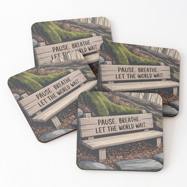 Item preview, Pause and Breathe – A Hand-Painted Self‑Care Quote in a Serene Forest designed and sold by MoMidoStore.
