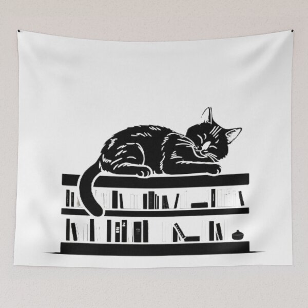 Item preview, Sleeping cat on bookshelf designed and sold by Sketchap.