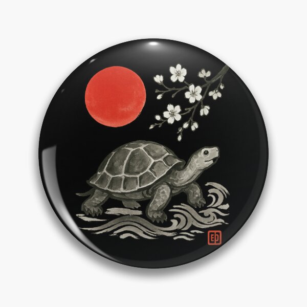 Item preview, Japanese Turtle Ink Painting – Sumi-e Red Sun Minimalist Design designed and sold by EuropeanPrints.