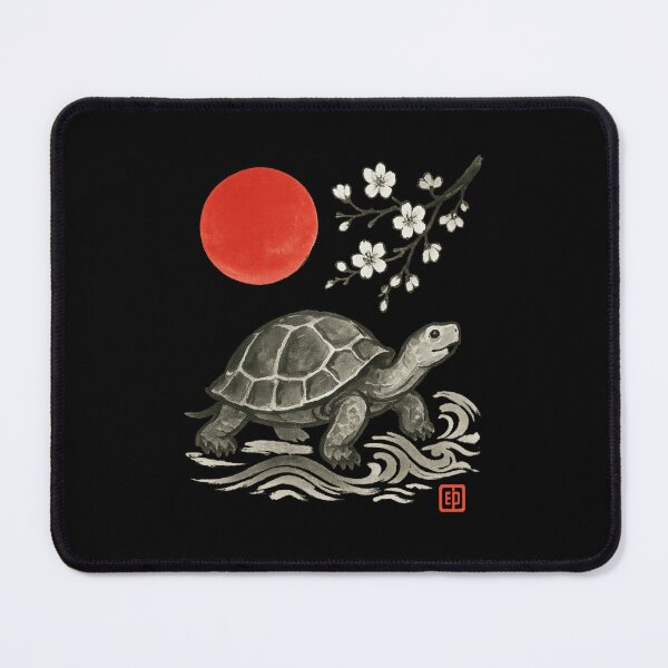 Item preview, Japanese Turtle Ink Painting – Sumi-e Red Sun Minimalist Design designed and sold by EuropeanPrints.