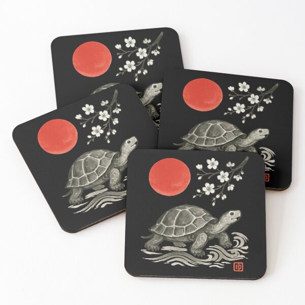 Item preview, Japanese Turtle Ink Painting – Sumi-e Red Sun Minimalist Design designed and sold by EuropeanPrints.