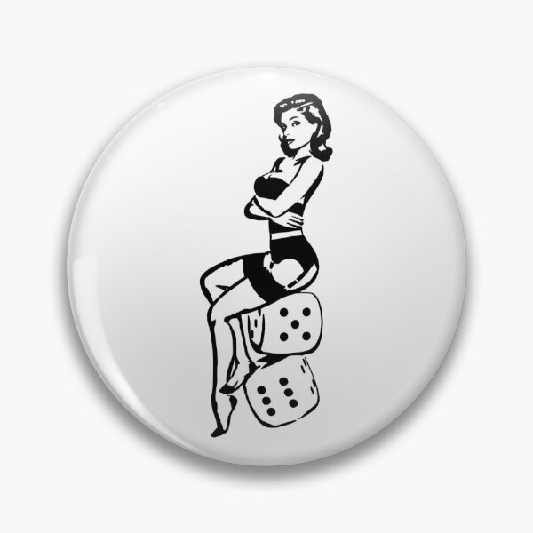 Item preview, Lucky Pin-Up Girl with Dice designed and sold by LineArtForYou.