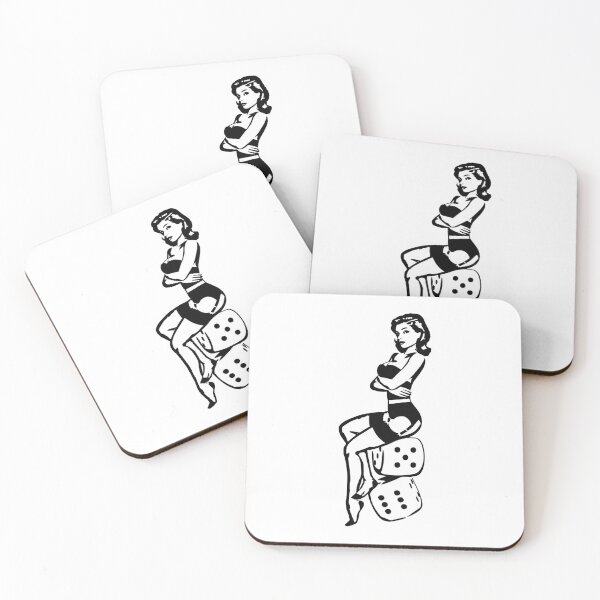 Item preview, Lucky Pin-Up Girl with Dice designed and sold by LineArtForYou.