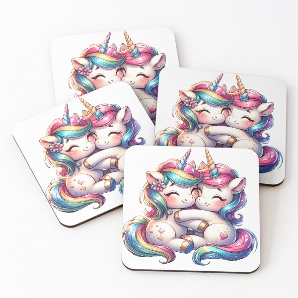 Item preview,  Rainbow Unicorn Couple – Cute Kawaii Love Illustration designed and sold by mybunnyparadise.
