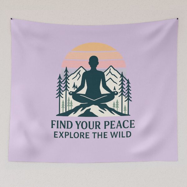 Item preview, Find Your Peace Explore the Wild – Minimalist Meditation Mountain Sunset Design designed and sold by FOFANOS28.