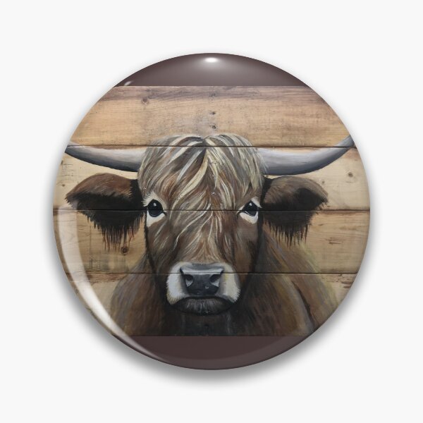 Item preview, Highland cow painted on repurposed wood designed and sold by Grizzly2018.