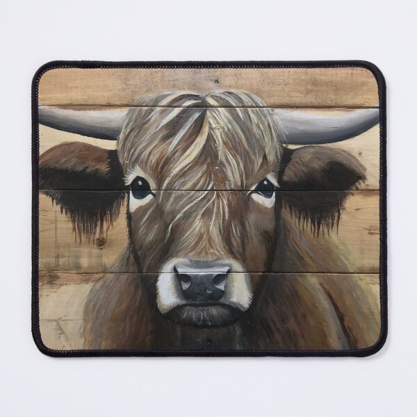 Item preview, Highland cow painted on repurposed wood designed and sold by Grizzly2018.