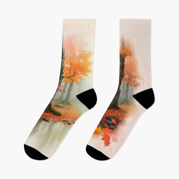 Item preview, Dreamy Autumn Forest Landscape with Misty Reflection designed and sold by Khala.