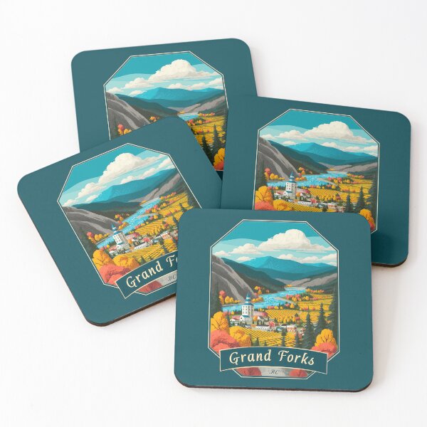 Item preview, Grand Forks BC Countryside Travel, British Columbia Autumn Valley Art, Grand Forks Canada Badge designed and sold by meganohm.