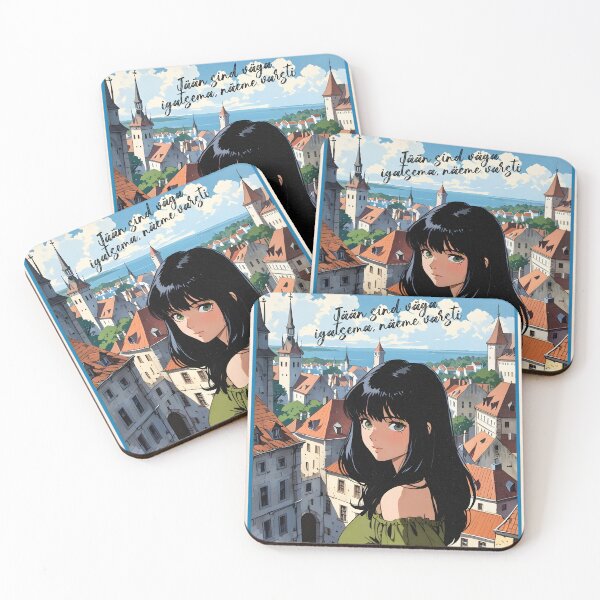 Item preview, Tallinn Estonia Europe  Romance Anime Traveling Girl   Romantic Quote designed and sold by Kawaii-Sky.
