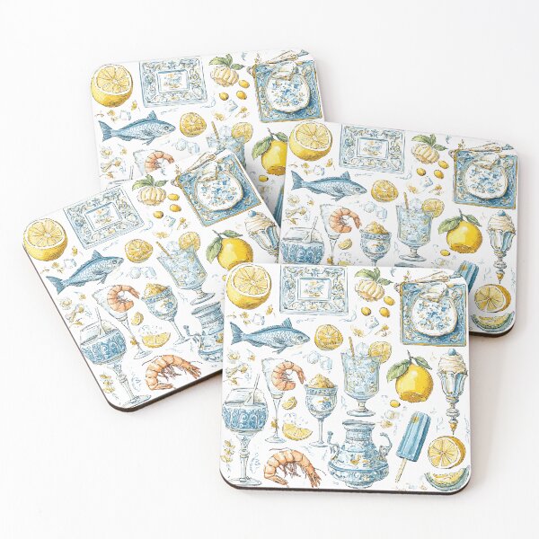 Item preview, Porcelain Ornaments & Seafood Illustration – Mediterranean Flash Sheet designed and sold by Moss and Moon Studio.