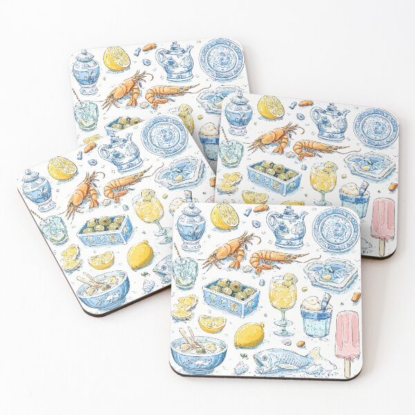 Item preview, Porcelain Ornaments & Seafood Illustration – Mediterranean Flash Sheet designed and sold by Moss and Moon Studio.
