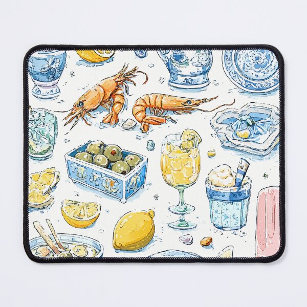 Item preview, Porcelain Ornaments & Seafood Illustration – Mediterranean Flash Sheet designed and sold by Moss and Moon Studio.