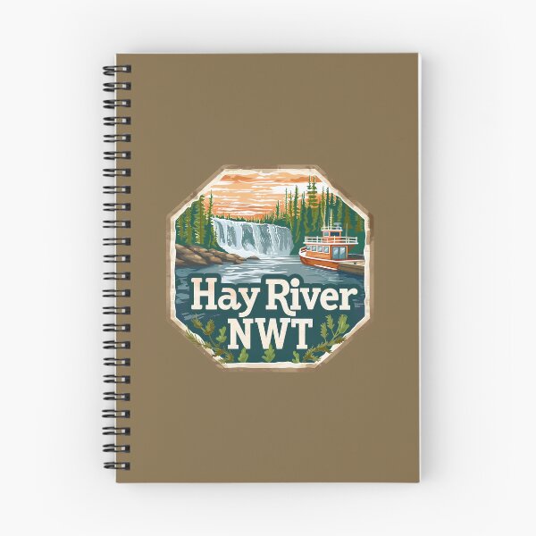Item preview, Hay River Northwest Territories Waterfall, NWT Travel Badge, Hay River Canada Landscape Art designed and sold by meganohm.