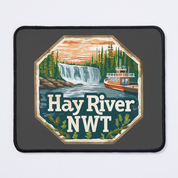 Item preview, Hay River Northwest Territories Waterfall, NWT Travel Badge, Hay River Canada Landscape Art designed and sold by meganohm.