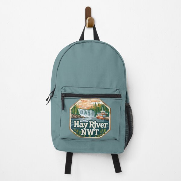 Item preview, Hay River Northwest Territories Waterfall, NWT Travel Badge, Hay River Canada Landscape Art designed and sold by meganohm.