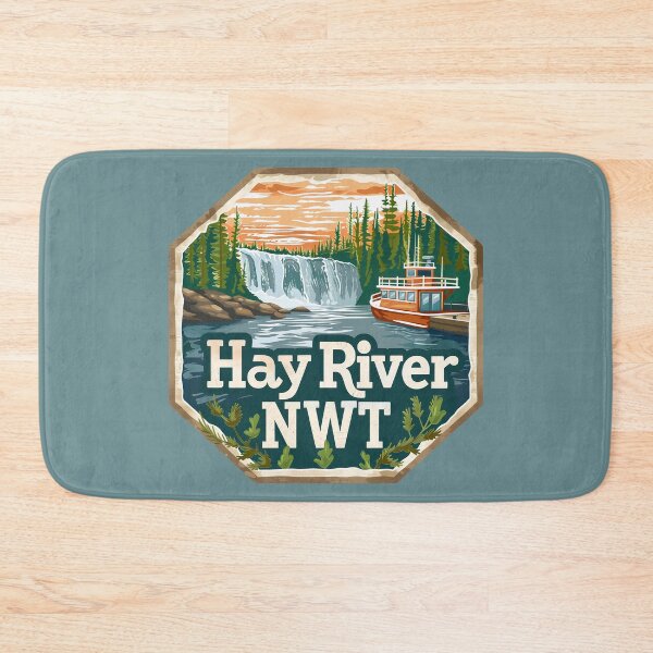 Item preview, Hay River Northwest Territories Waterfall, NWT Travel Badge, Hay River Canada Landscape Art designed and sold by meganohm.