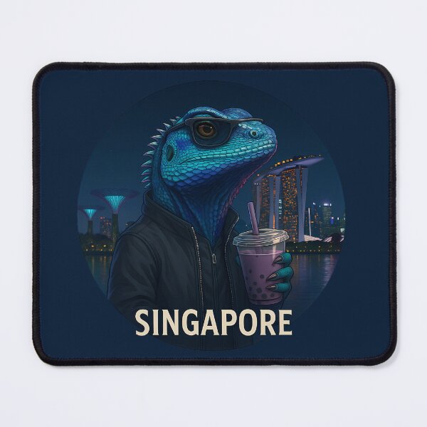 Item preview, Lizard with bubble tea in Singapore designed and sold by VisionsOfCities.