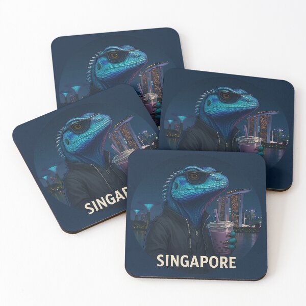 Item preview, Lizard with bubble tea in Singapore designed and sold by VisionsOfCities.