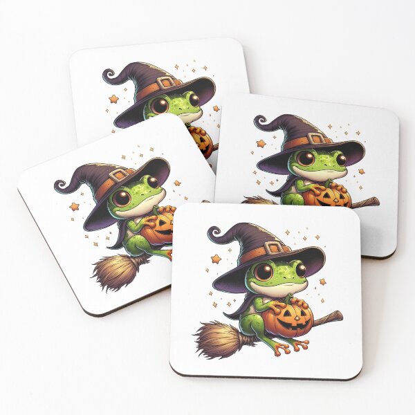 Item preview, Cute Witch Frog Hugging Pumpkin – Magical Halloween Illustration designed and sold by Wild Whiskers Studio.