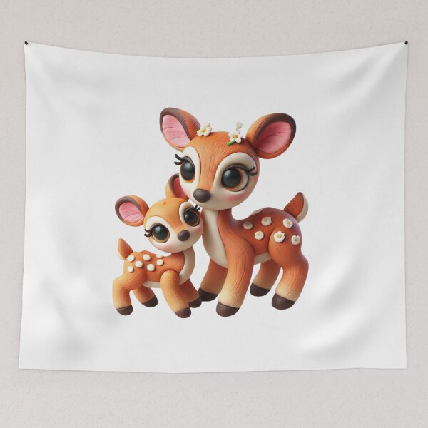Item preview, “Clay Doe & Fawn – The Gentle Magic of the Forest” designed and sold by MK-WOOD.