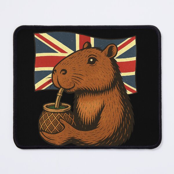 Item preview, Cute Capybara Drinking Yerba Mate – United Kingdom Flag Edition designed and sold by flamini.
