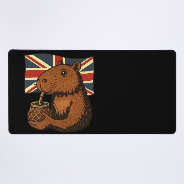 Item preview, Cute Capybara Drinking Yerba Mate – United Kingdom Flag Edition designed and sold by flamini.