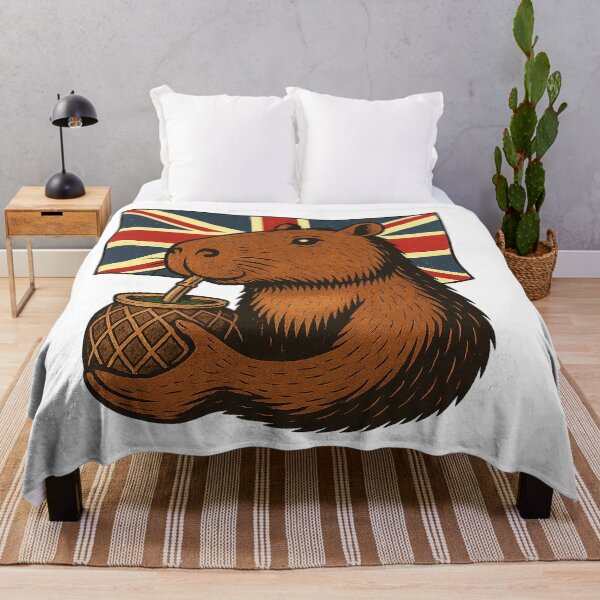 Item preview, Cute Capybara Drinking Yerba Mate – United Kingdom Flag Edition designed and sold by flamini.