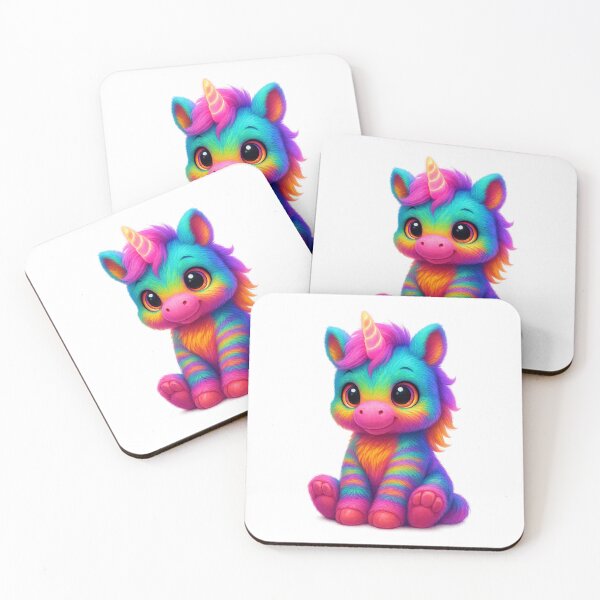 Item preview, Neon Unicorn 3D – Cute Fluffy Rainbow Plush with Glowing Horn designed and sold by MK-WOOD.