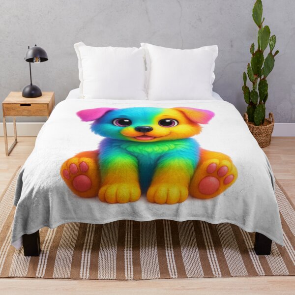 Artikelvorschau, Neon Puppy 3D – Süßer flauschiger Plüschhund mit großen Augen entworfen und verkauft von MK-WOOD.
