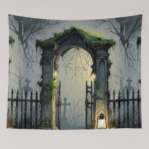 Item preview, Lace Cobweb Gate – Cottagecore Graveyard Halloween designed and sold by Deezyned.