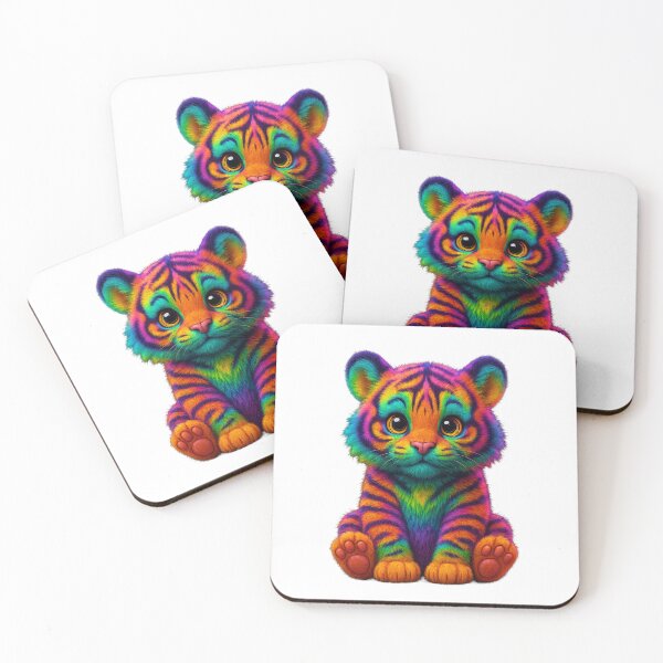 Item preview, Neon Tiger 3D – Cute Colorful Plush Cub with Big Eyes designed and sold by MK-WOOD.