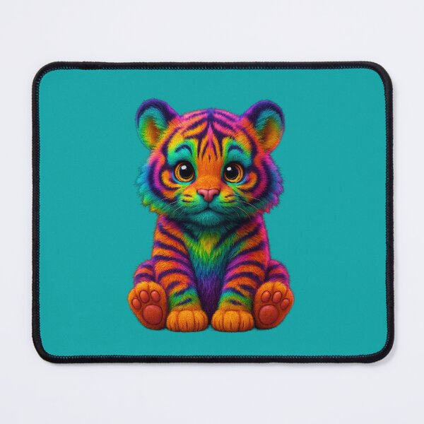Item preview, Neon Tiger 3D – Cute Colorful Plush Cub with Big Eyes designed and sold by MK-WOOD.