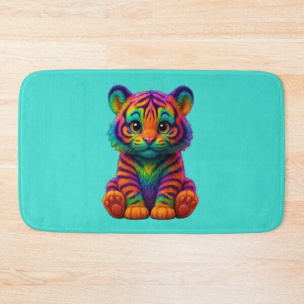 Item preview, Neon Tiger 3D – Cute Colorful Plush Cub with Big Eyes designed and sold by MK-WOOD.