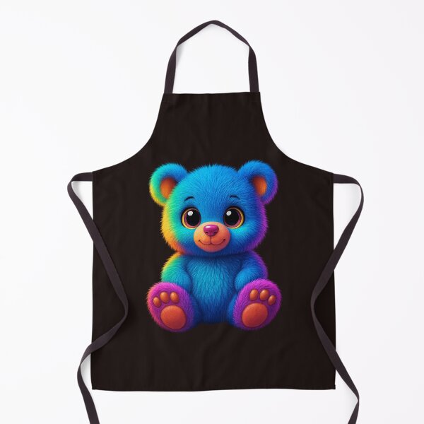 Item preview, Cute Neon Teddy Bear 3D – Fluffy Plush, Big Eyes, Rainbow Colors designed and sold by MK-WOOD.