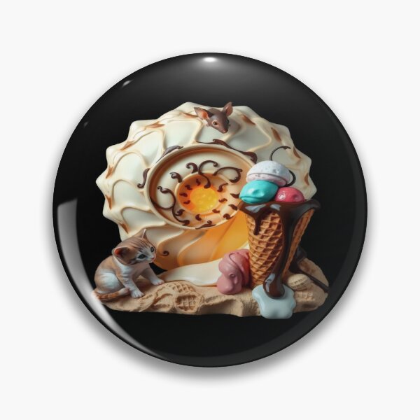 Item preview, Curious Kitten and Greedy Ice Cream – Ceramic Fantasy Sculpture with Mouse and Waffle Cone designed and sold by Ralek.