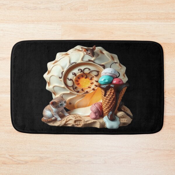 Item preview, Curious Kitten and Greedy Ice Cream – Ceramic Fantasy Sculpture with Mouse and Waffle Cone designed and sold by Ralek.
