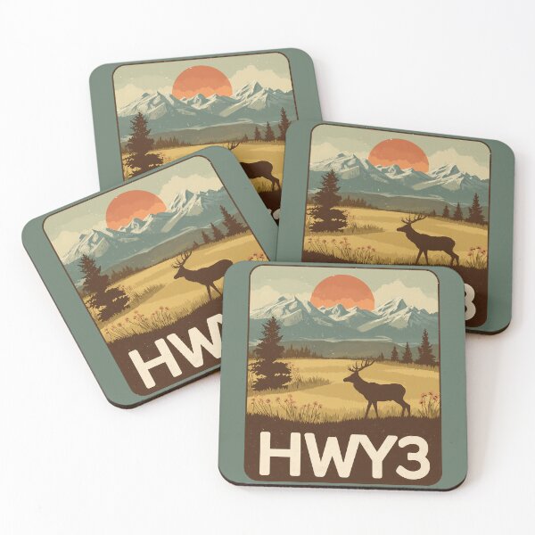 Item preview, Highway 3 Canada Landscape, HWY 3 Elk and Prairie Art, Sunset Road Trip Design designed and sold by meganohm.