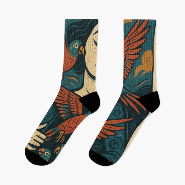 Item preview, Retro woman with parrots designed and sold by diulid.