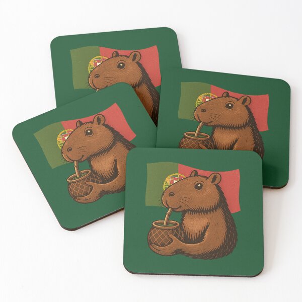 Item preview, Cute Capybara Drinking Yerba Mate – Portugal Flag Edition designed and sold by flamini.