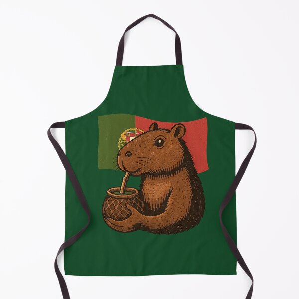 Item preview, Cute Capybara Drinking Yerba Mate – Portugal Flag Edition designed and sold by flamini.