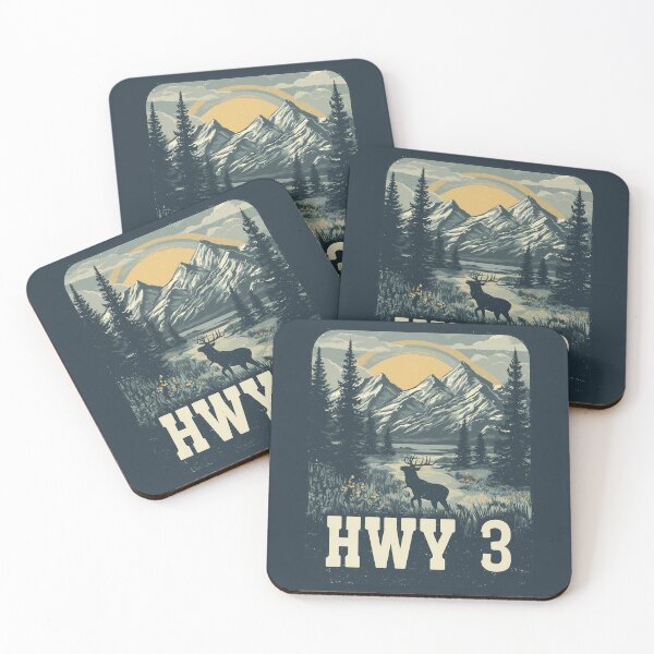 Item preview, HWY 3 Canada Vintage Mountain, Highway 3 Wilderness Elk Art, Canadian Rockies Scenic designed and sold by meganohm.