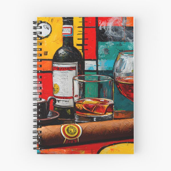 Item preview, Indulgence in Color - Coffee Whiskey Wine and Cigar Set Against Bold Geometric Energy designed and sold by OlfactoART Studio.