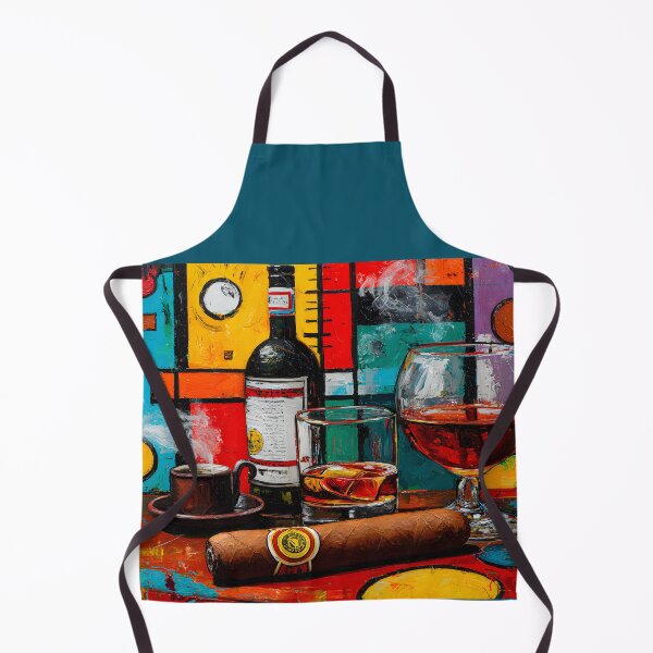 Item preview, Indulgence in Color - Coffee Whiskey Wine and Cigar Set Against Bold Geometric Energy designed and sold by OlfactoART Studio.
