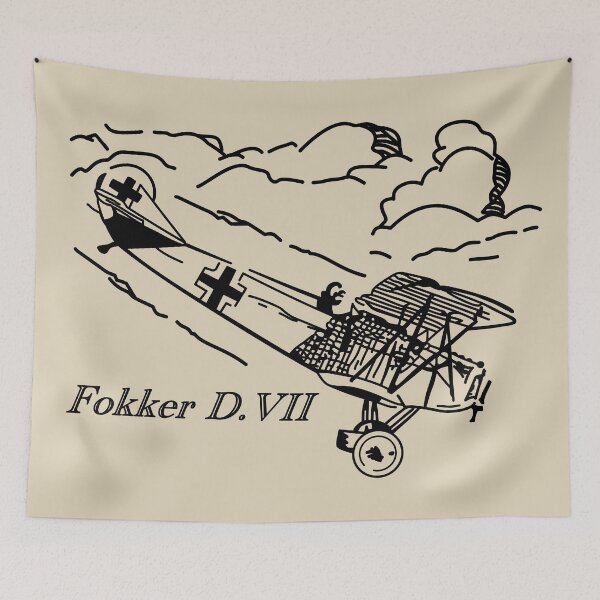 Item preview, Fokker D.VII German WWI Biplane Fighter Flying Clouds designed and sold by MilitaryMart.