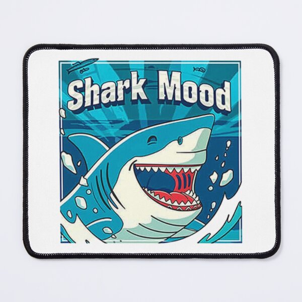 Item preview, Shark Mood Funny Happy Cartoon Shark, Retro Comic Style Great White in the Ocean Waves for Sea Lovers designed and sold by Elbstromstudio.
